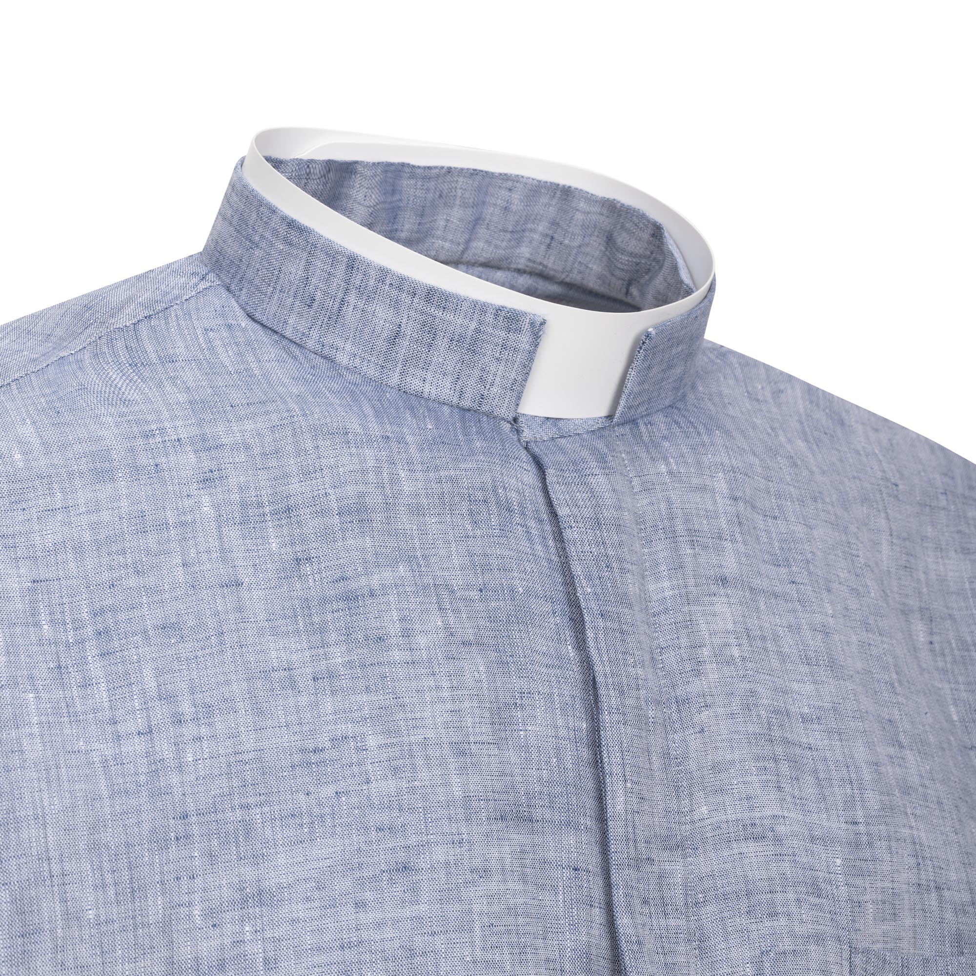 NEW - Camicia in Lino - Denim - Romano - Manica Lunga