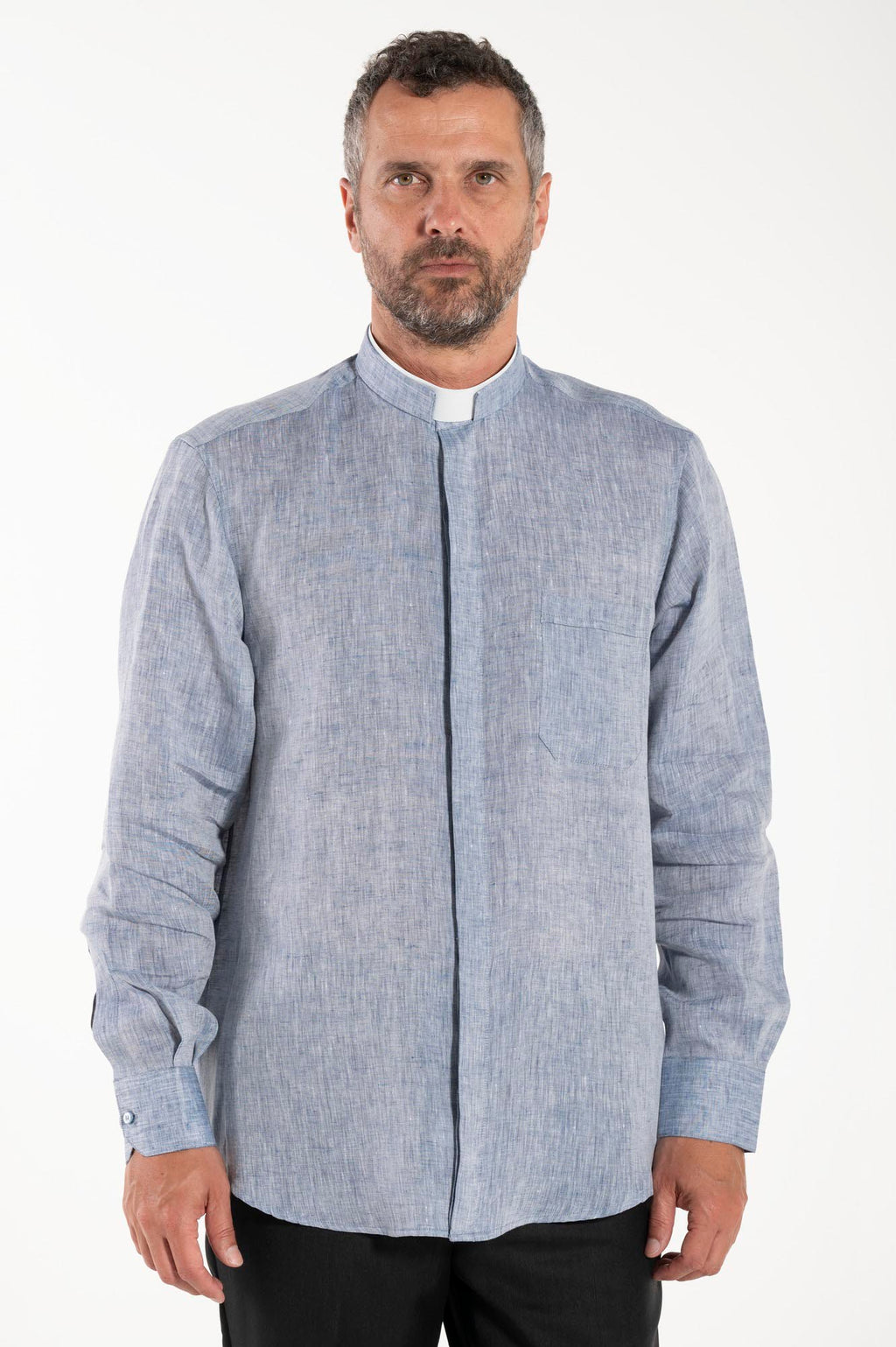 NEW - Camisa de lino - Negro - Clero - Manga Larga