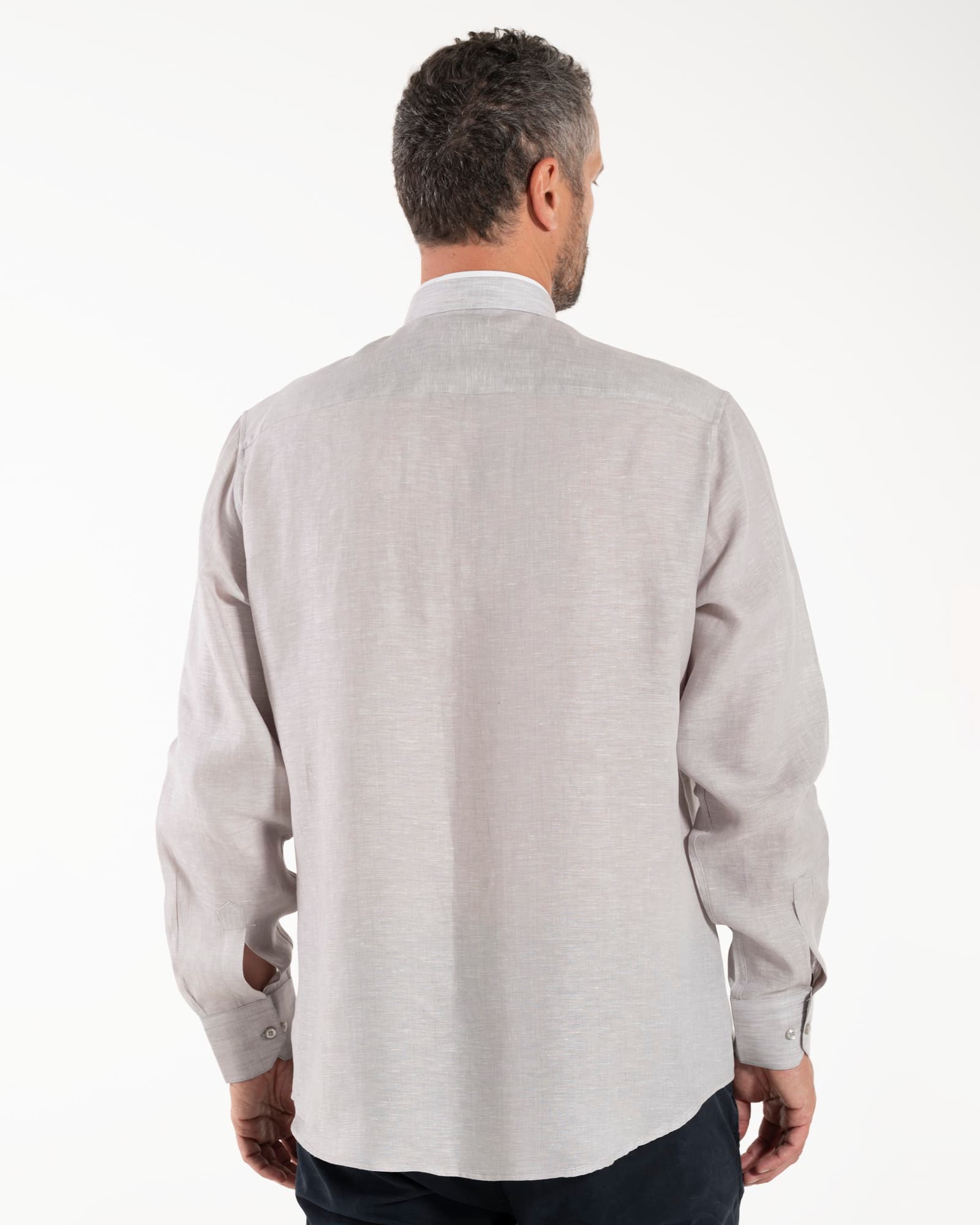 NEW - Camisa de lino - Gris claro - Romano - Manga Larga