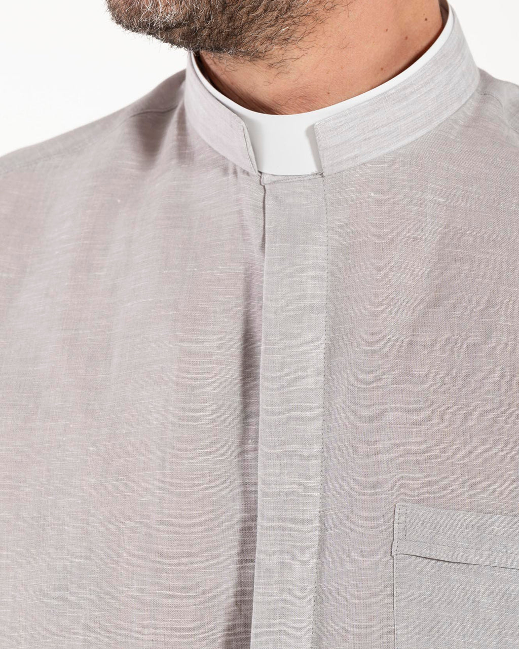 NEW - Camicia in Lino - Grigio Chiaro - Romano - Manica Lunga