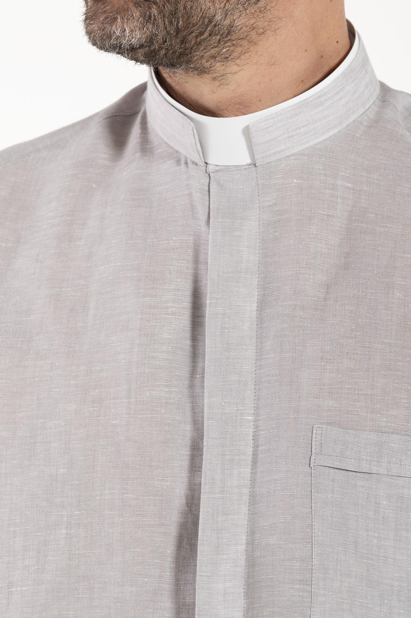 NEW - Camicia in Lino - Grigio Chiaro - Romano - Manica Lunga