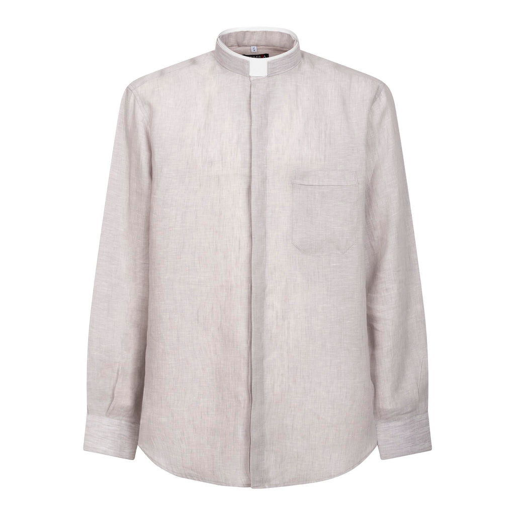 NEW - Camicia in Lino - Grigio Chiaro - Romano - Manica Lunga