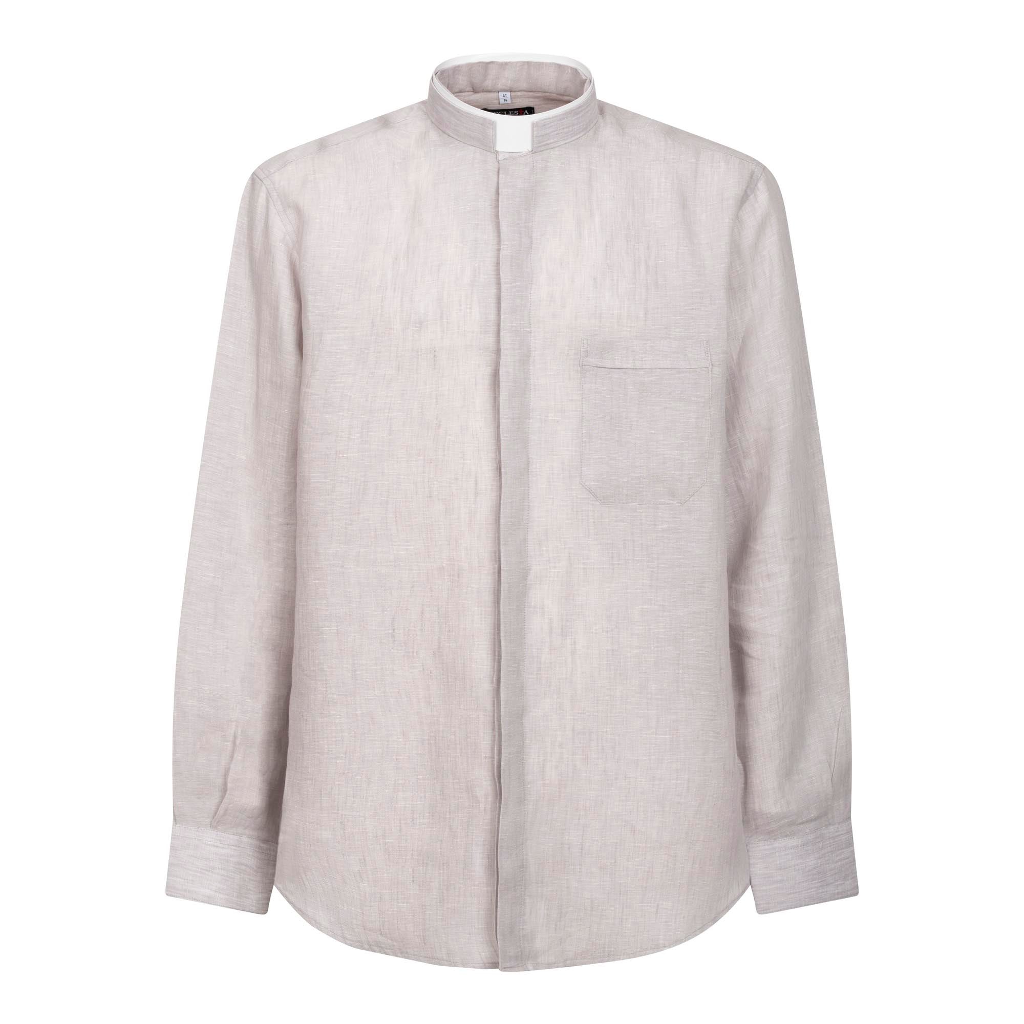 NEW - Camicia in Lino - Grigio Chiaro - Romano - Manica Lunga