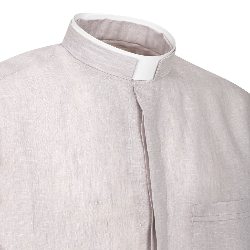 NEW - Camicia in Lino - Grigio Chiaro - Romano - Manica Lunga