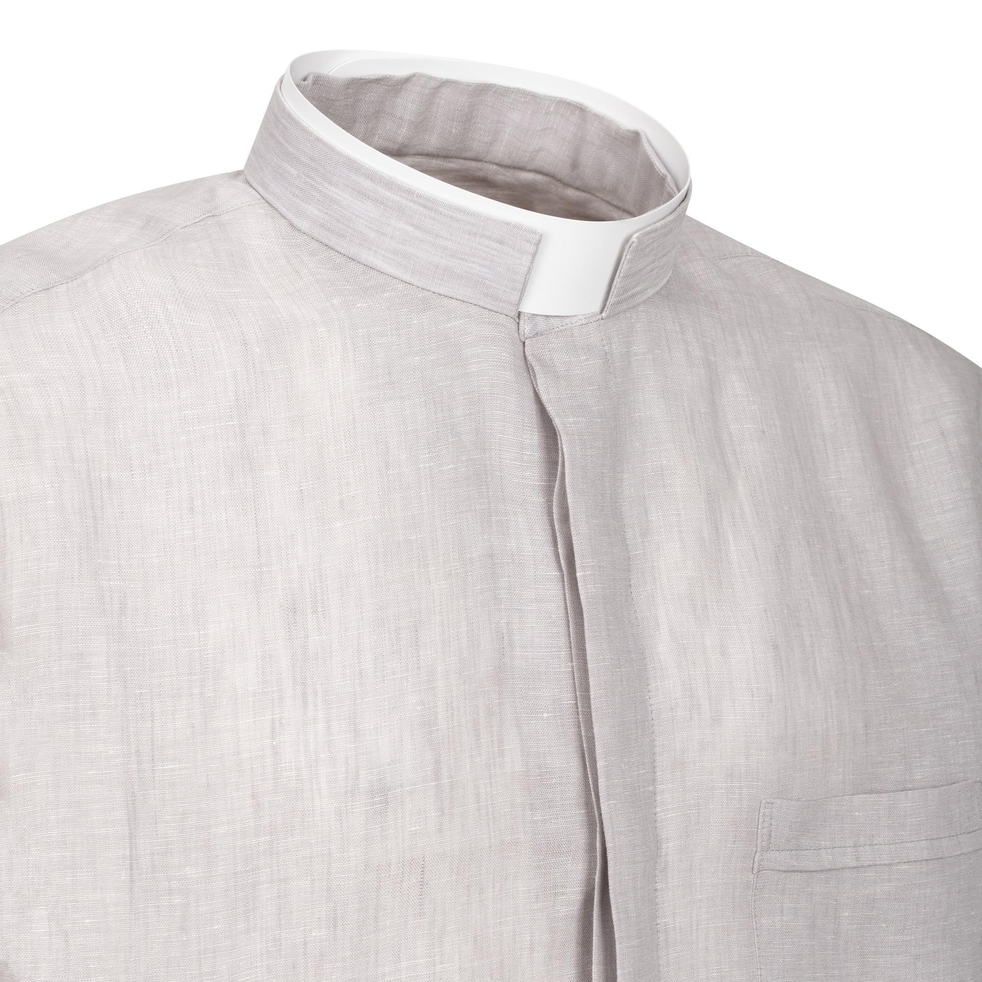 NEW - Camicia in Lino - Grigio Chiaro - Romano - Manica Lunga