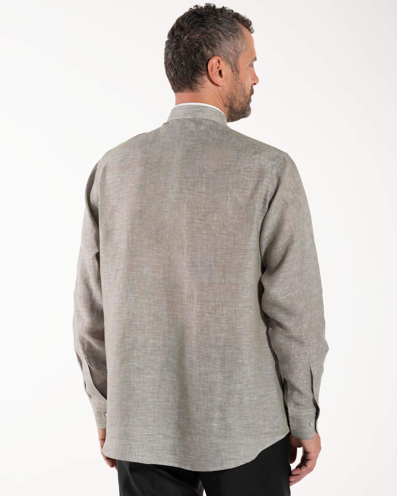 NEW - Camisa de lino - Gris Oscuro - Romana - Manga Larga