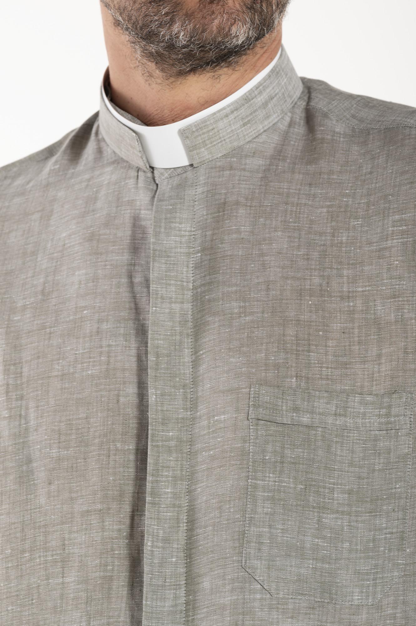 NEW - Camicia in Lino - Grigio Scuro - Romano - Manica Lunga