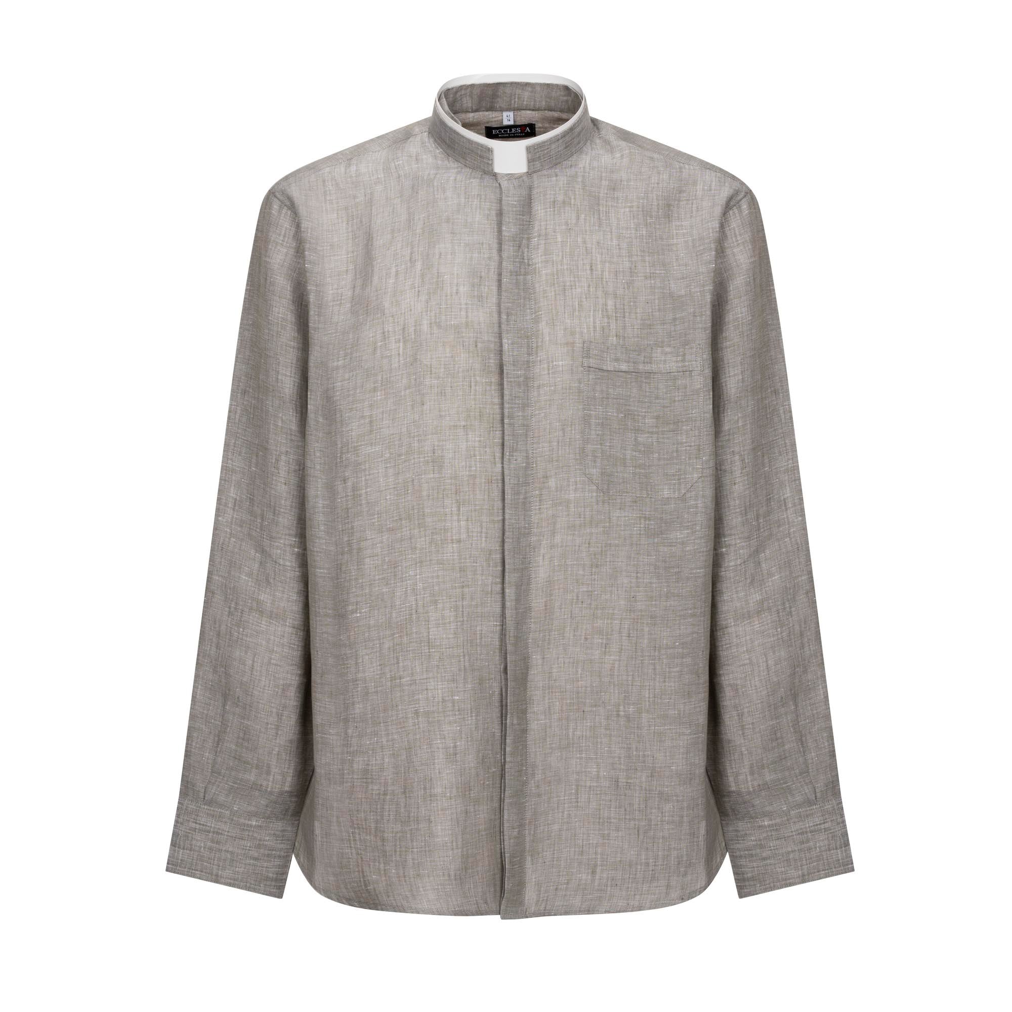 NEW - Camicia in Lino - Grigio Scuro - Romano - Manica Lunga