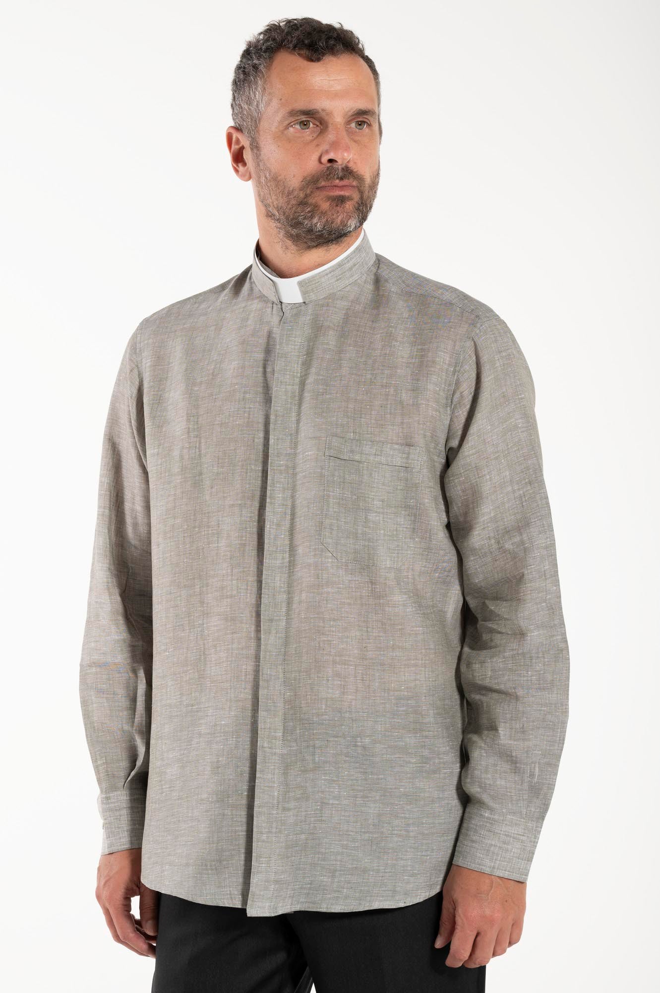 NEW - Camicia in Lino - Grigio Scuro - Romano - Manica Lunga