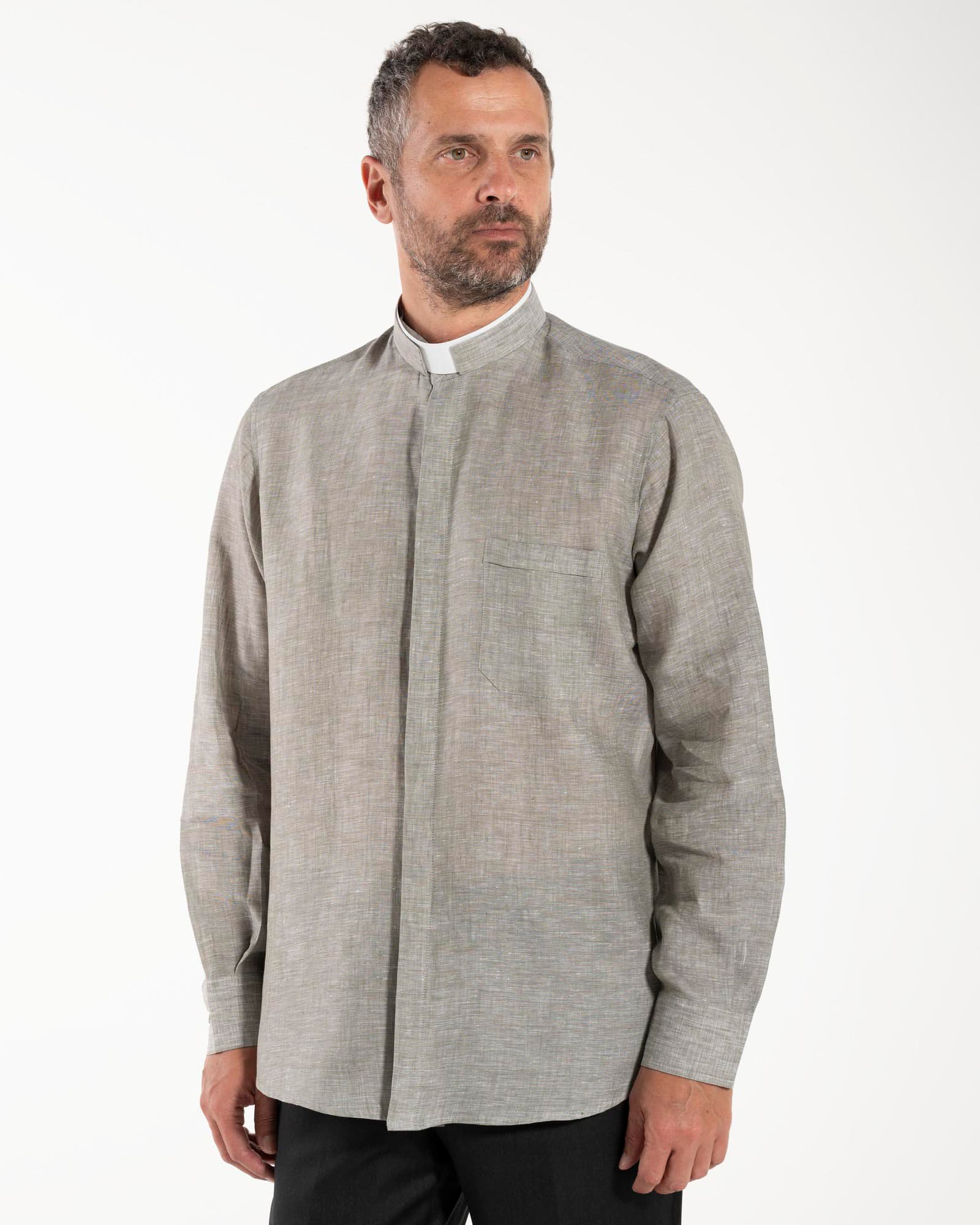 NEW - Camisa de lino - Gris Oscuro - Romana - Manga Larga