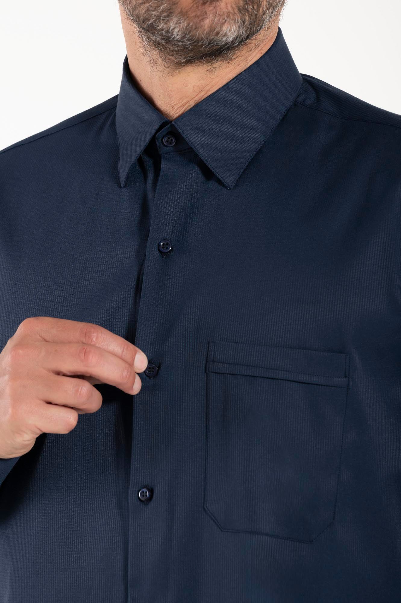 Avignone Shirt - Blue - Casual - Stretch - Long Sleeve