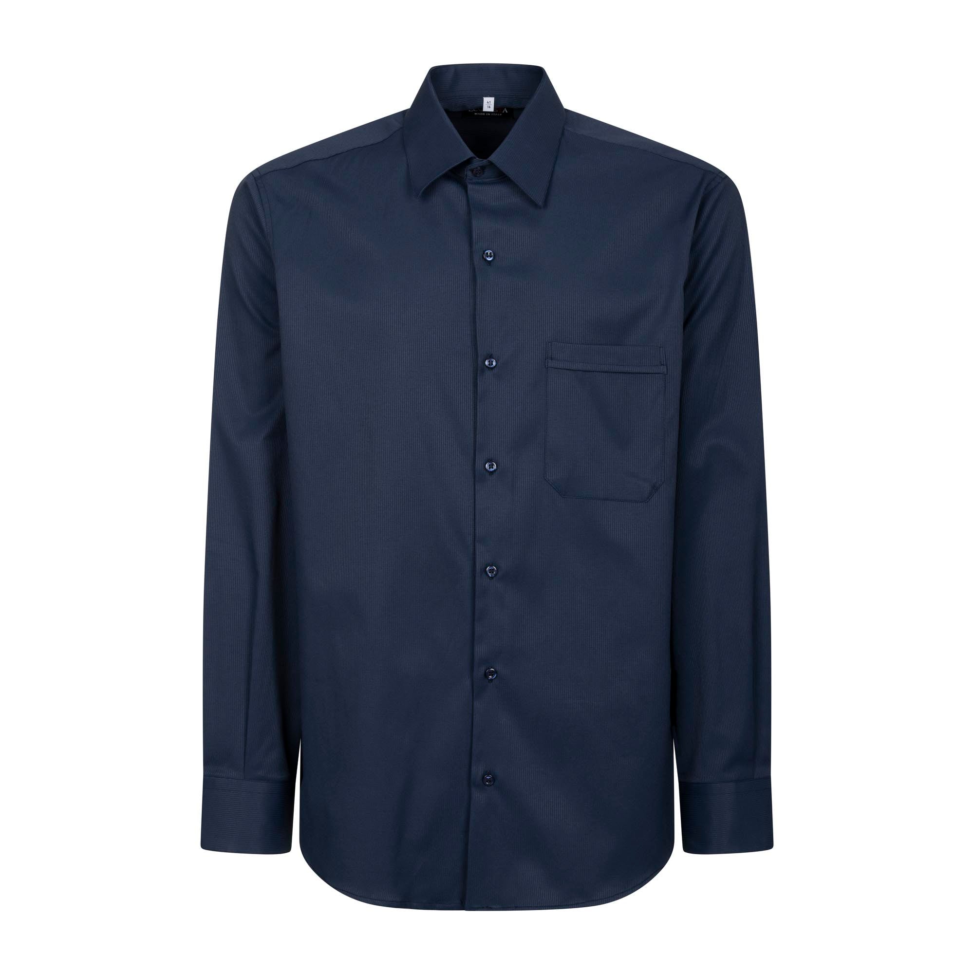 Avignone Shirt - Blue - Casual - Stretch - Long Sleeve