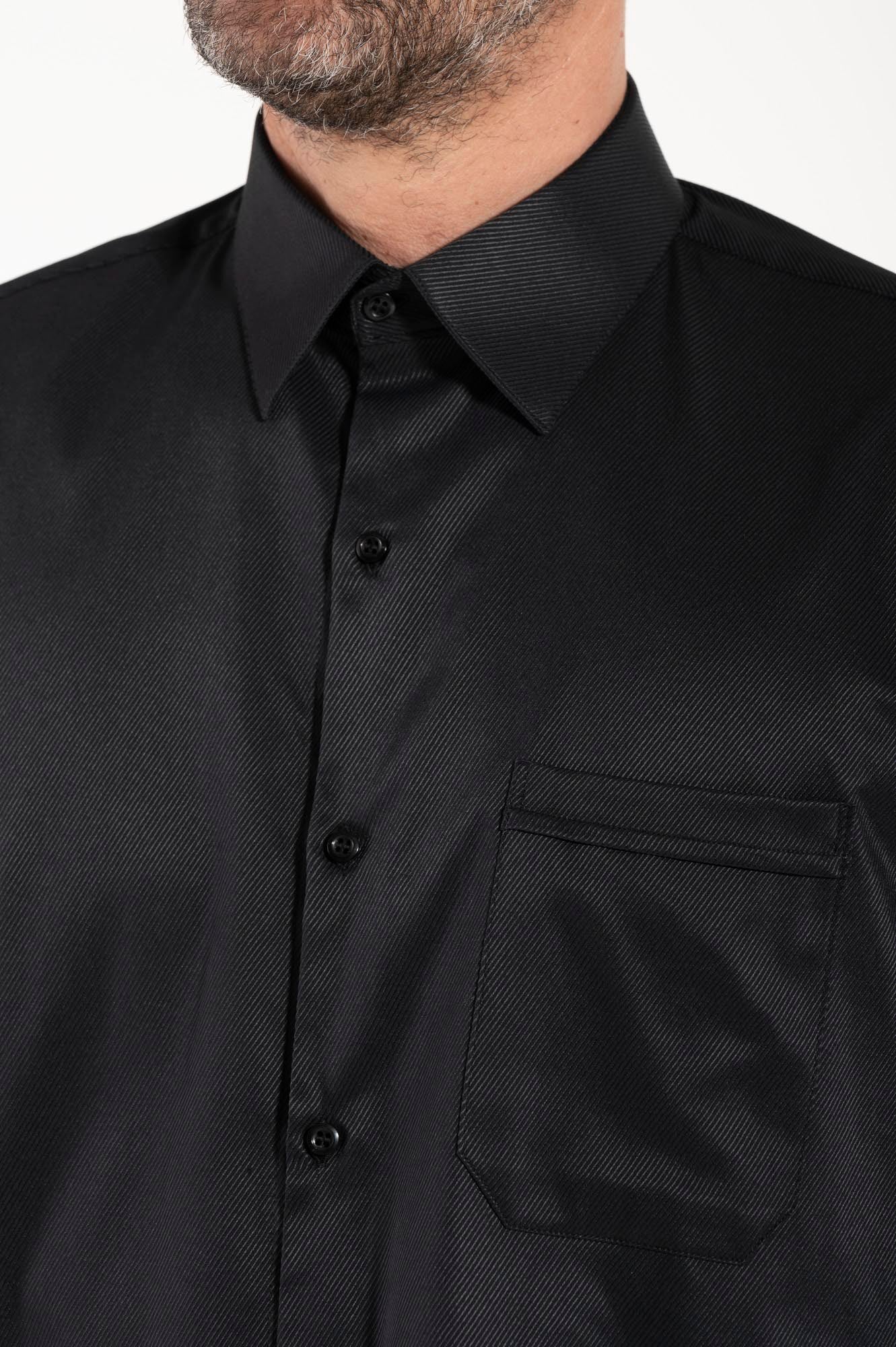 Camisa Avignone - Negro - Casual - Elástica - Manga Larga