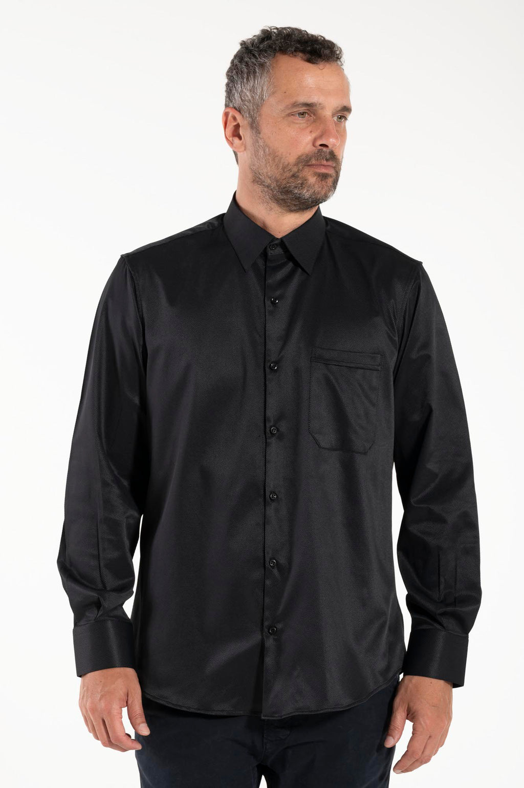 Camisa Avignone - Negro - Casual - Elástica - Manga Larga
