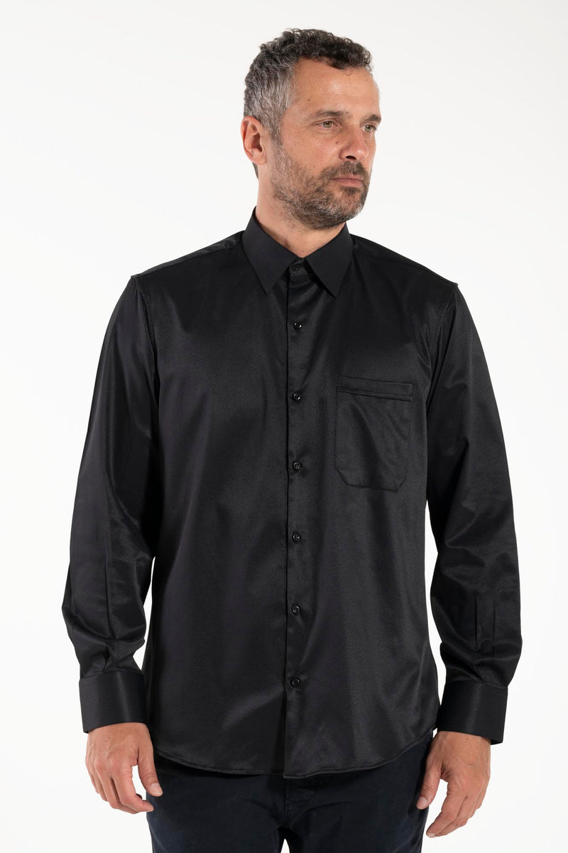 Camicia Avignone - Nero - Borghese - Elasticizzata - Manica Lunga