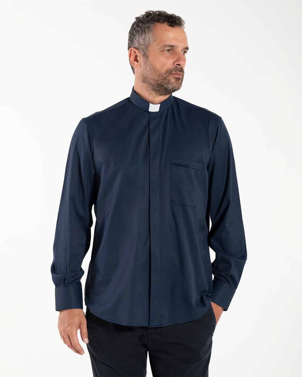 Camicia Avignone - Blu - Clergy - Elasticizzata - Manica Lunga