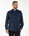 Camicia Avignone - Blu - Clergy - Elasticizzata - Manica Lunga