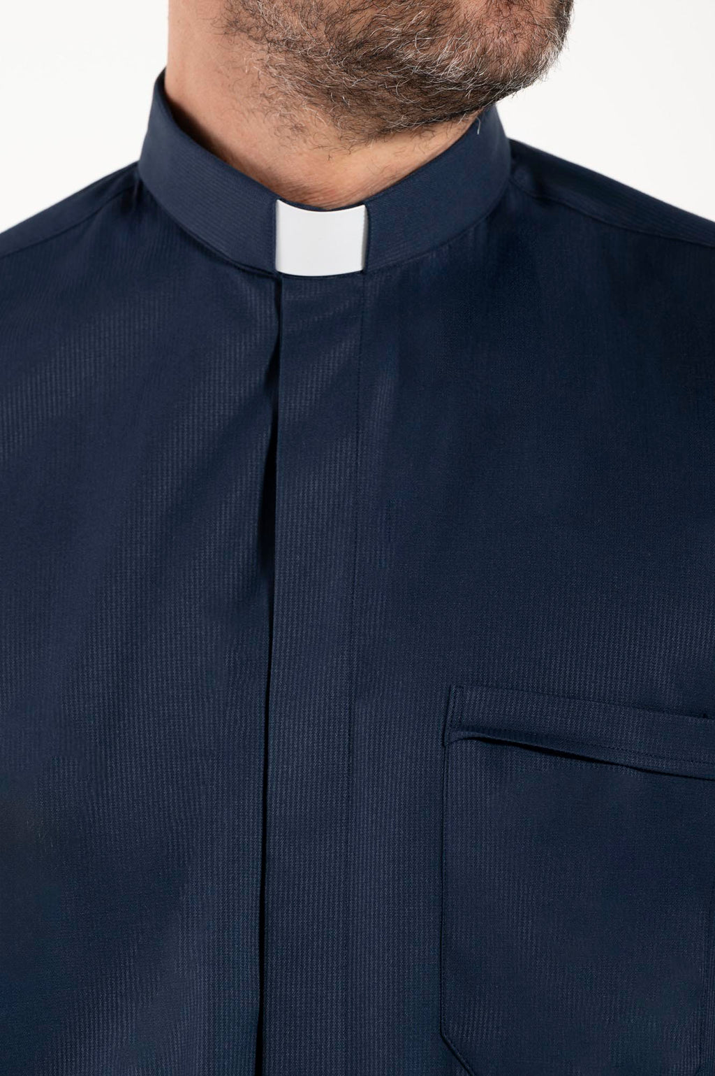 Priesterhemd Avignone - Blau - Klerus - Elastisch - Langarm