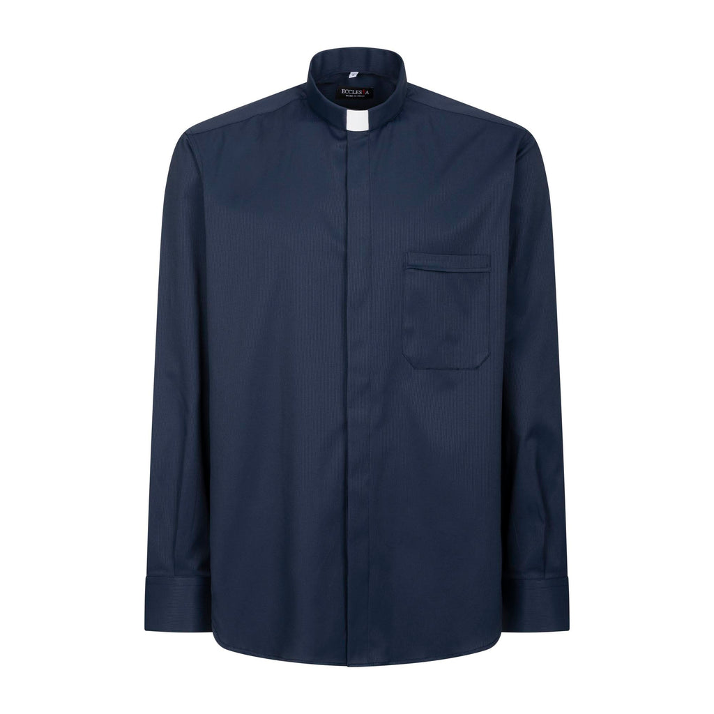 Priesterhemd Avignone - Blau - Klerus - Elastisch - Langarm