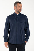 Priesterhemd Avignone - Blau - Klerus - Elastisch - Langarm