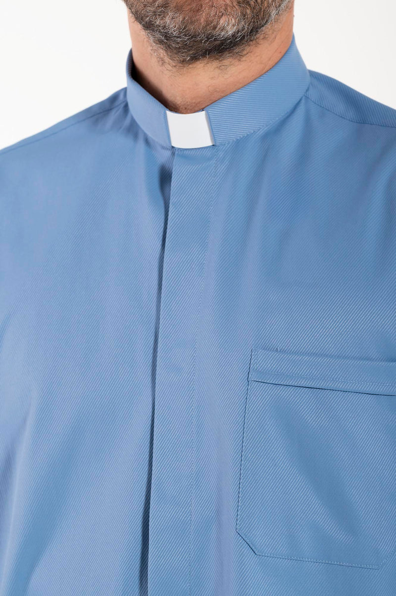 Camicia Avignone - Celeste - Clergy - Elasticizzata - Manica Lunga