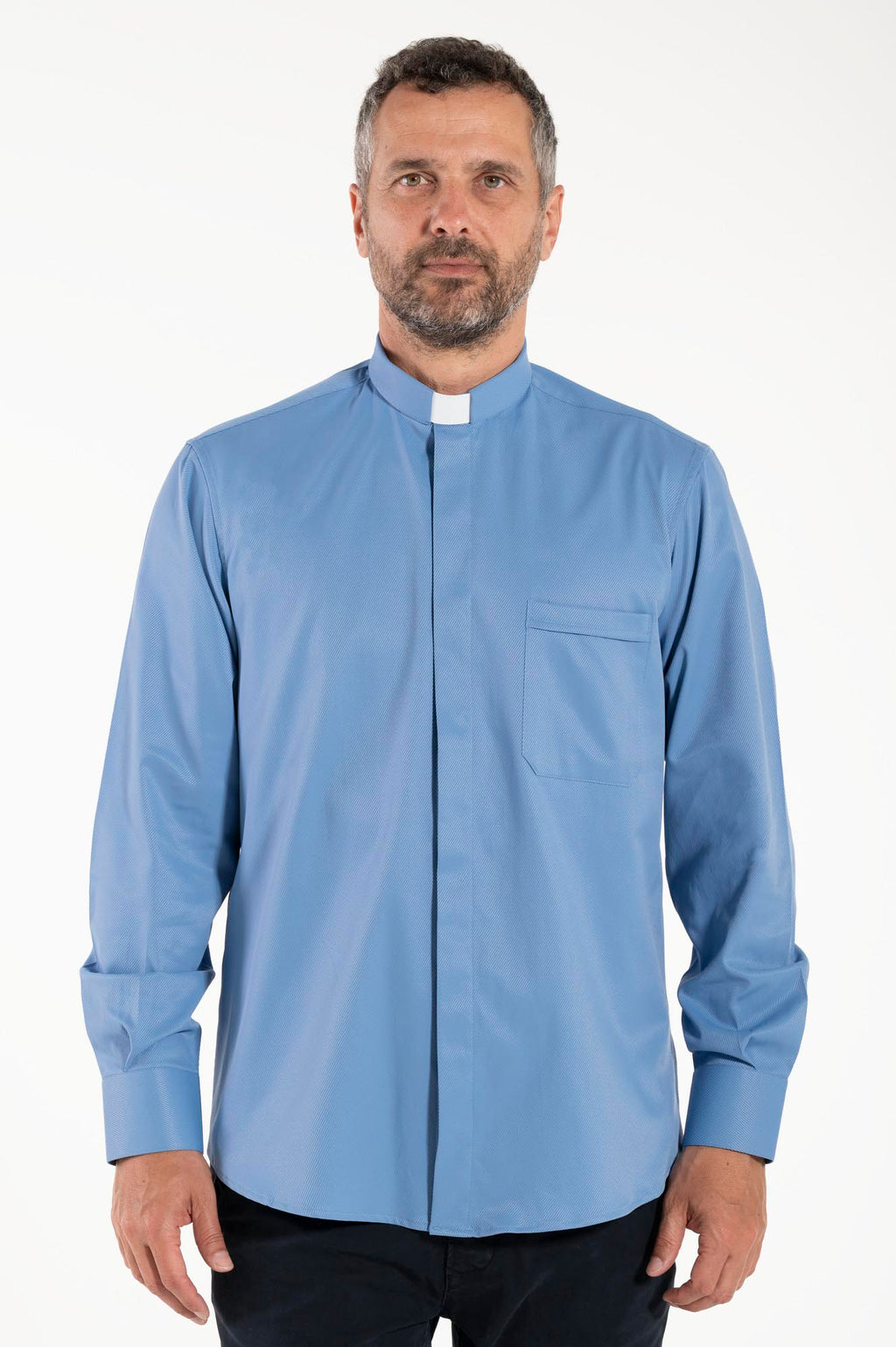 Camisa Avignone - Celeste - Clerical - Elástica - Manga Larga