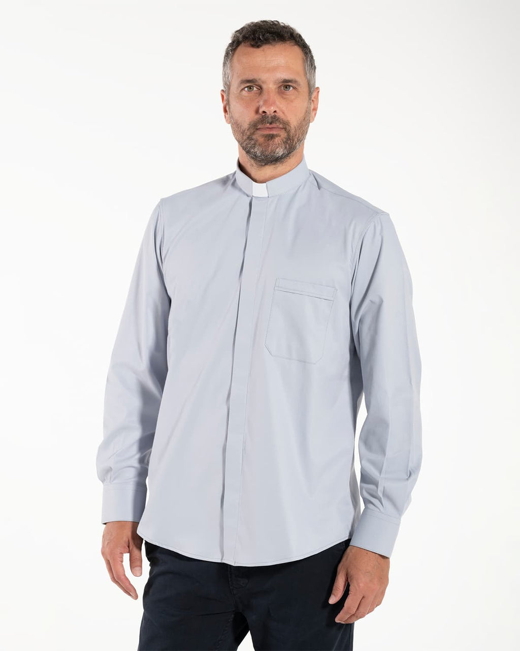 Camicia Avignone - Grigio - Clergy - Elasticizzata - Manica Lunga
