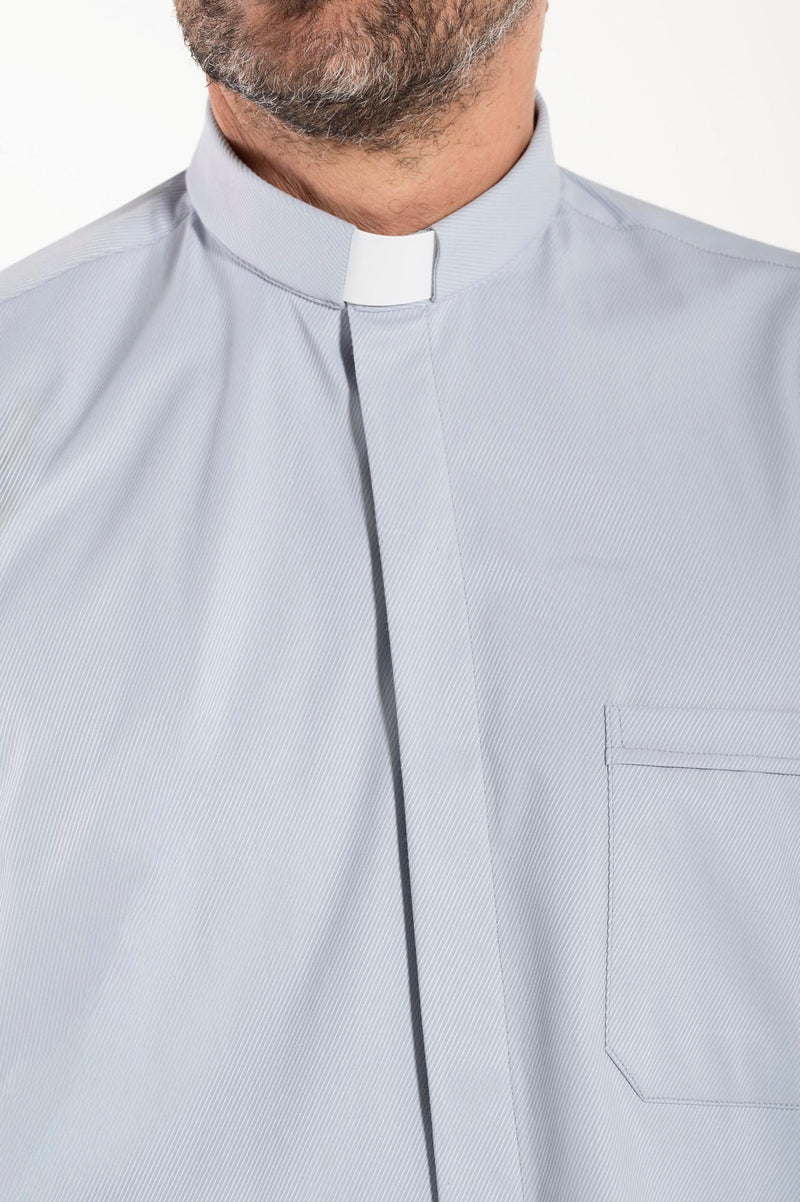 Camisa Avignone - Gris - Clerical - Elástica - Manga Larga