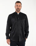 Priesterhemd Avignone - Schwarz - Klerus - Elastisch - Langarm