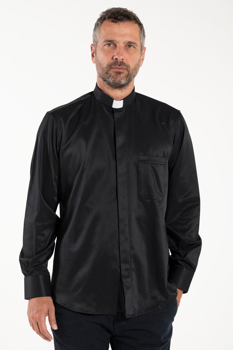 Camicia Avignone - Nero - Clergy - Elasticizzata - Manica Lunga