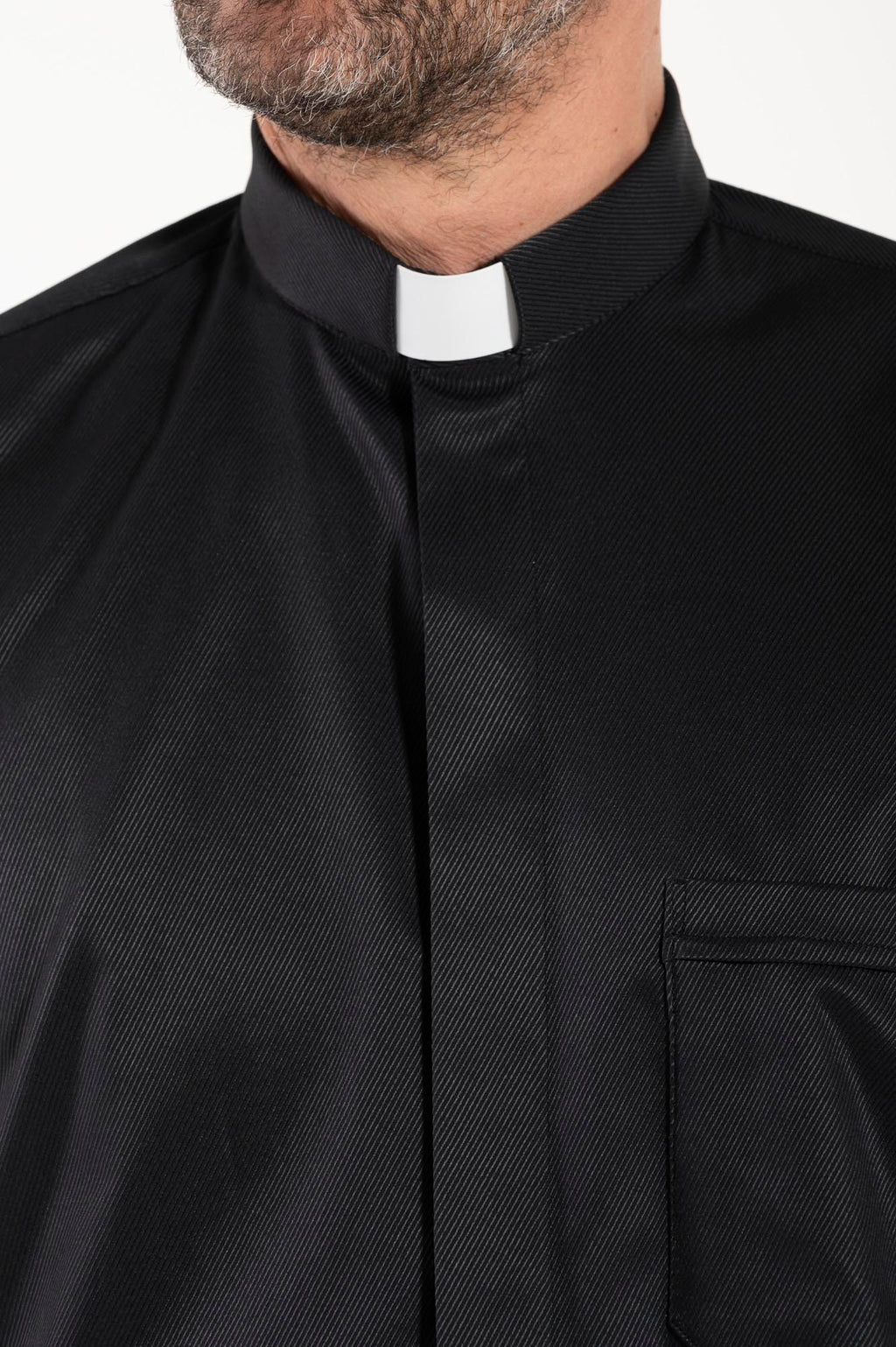 Priesterhemd Avignone - Schwarz - Klerus - Elastisch - Langarm