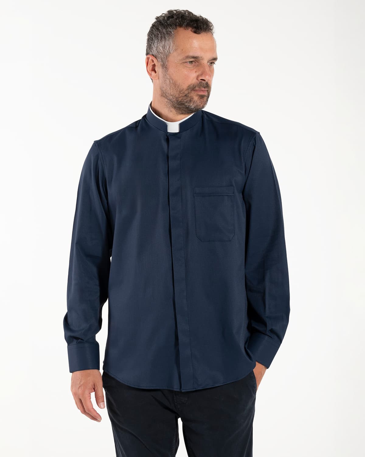 Avignone Shirt - Blue - Roman - Stretch - Long Sleeve