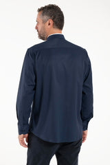 Priesterhemd Avignone - Blau - Römischer Kragen - Elastisch - Langarm