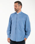Camisa Avignone - Celeste - Romana - Elástica - Manga Larga