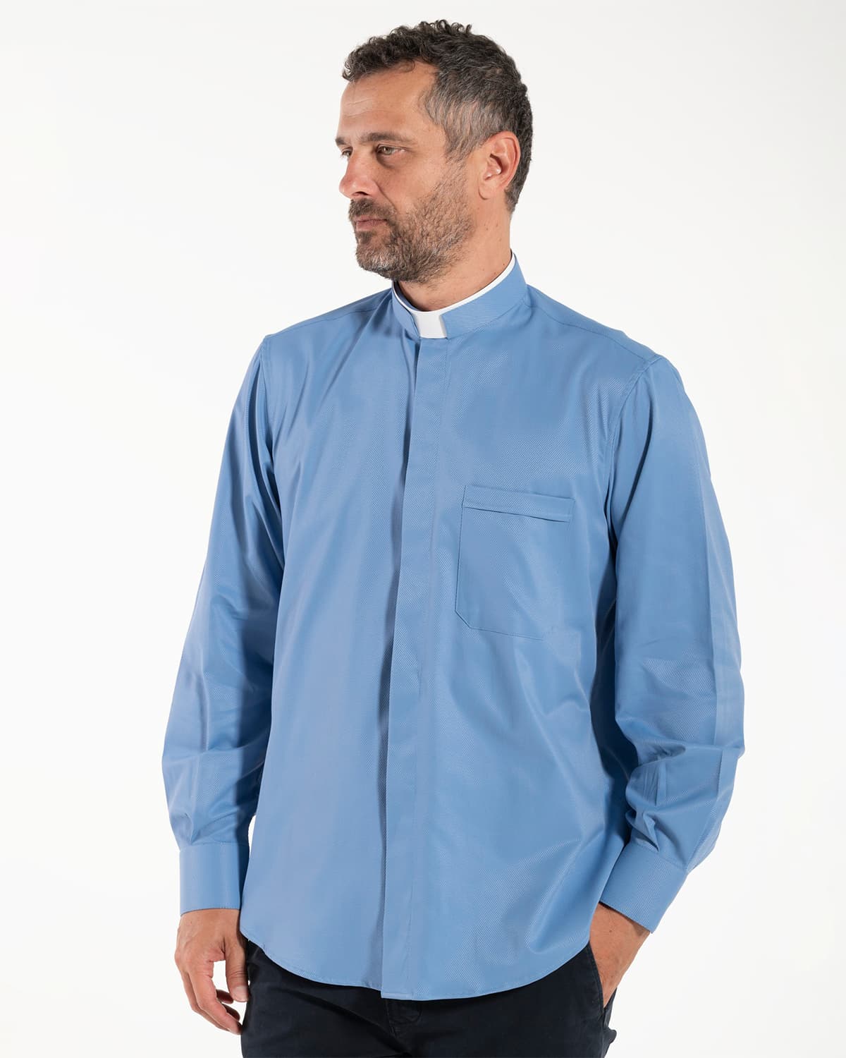 Camisa Avignone - Celeste - Romana - Elástica - Manga Larga