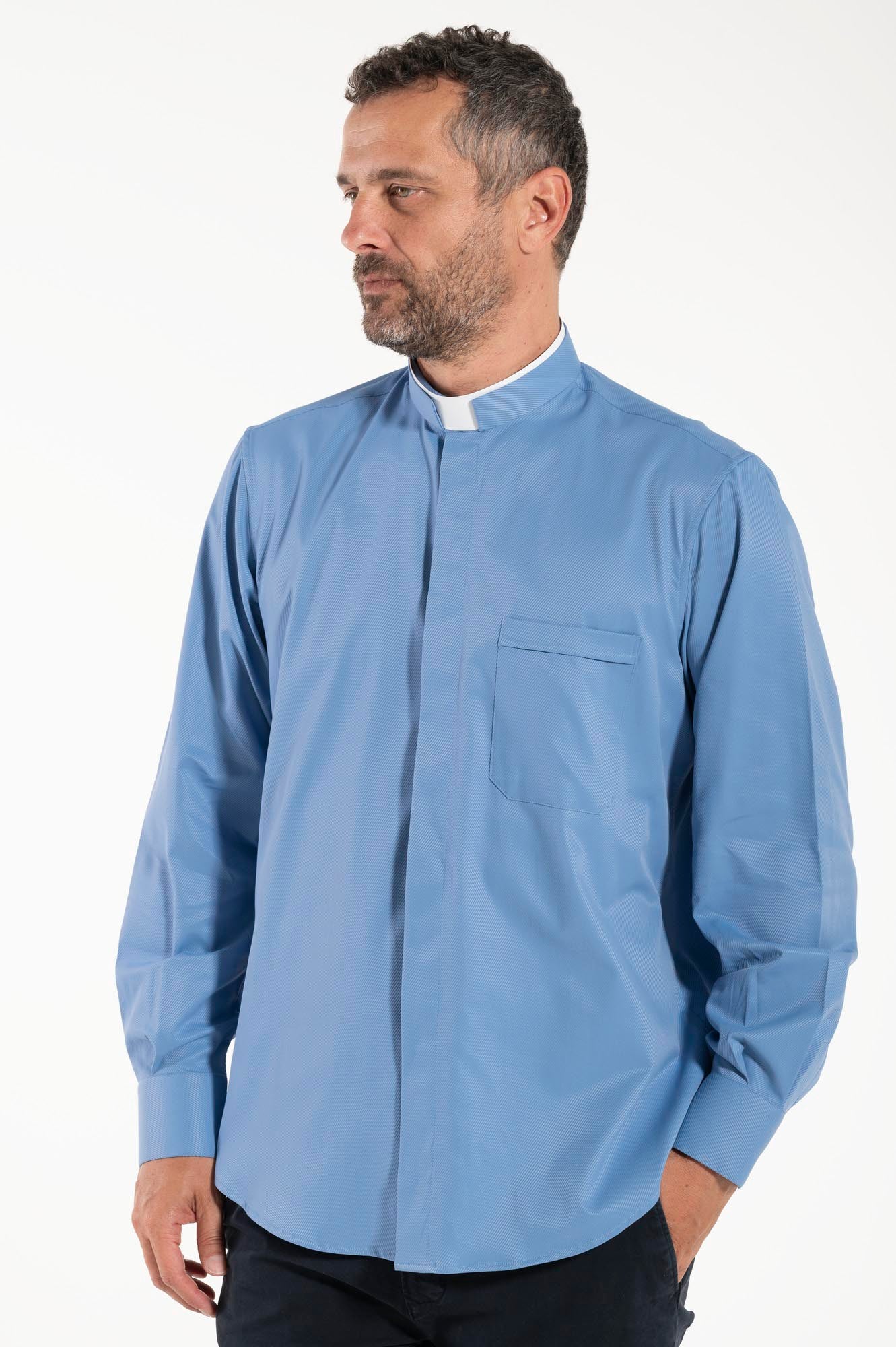 Camicia Avignone - Celeste - Romano - Elasticizzata - Manica Lunga