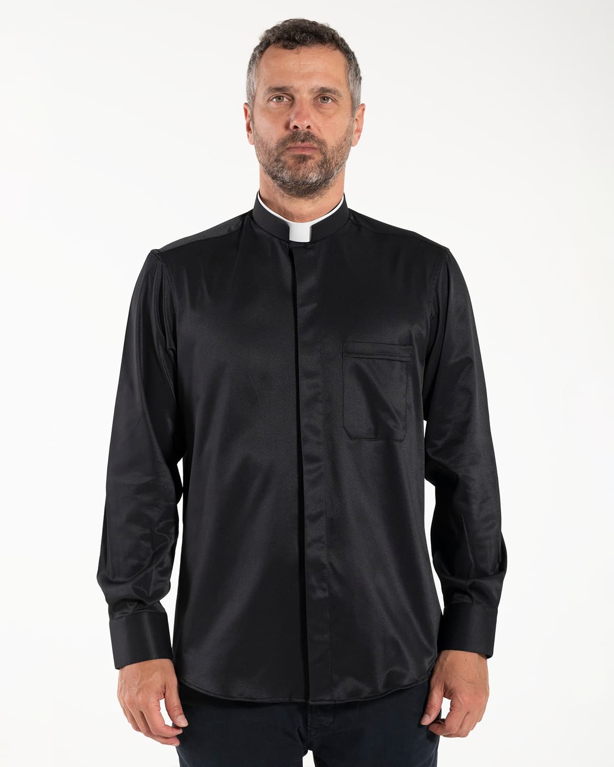 Camisa Avignone - Negro - Romana - Elástica - Manga Larga