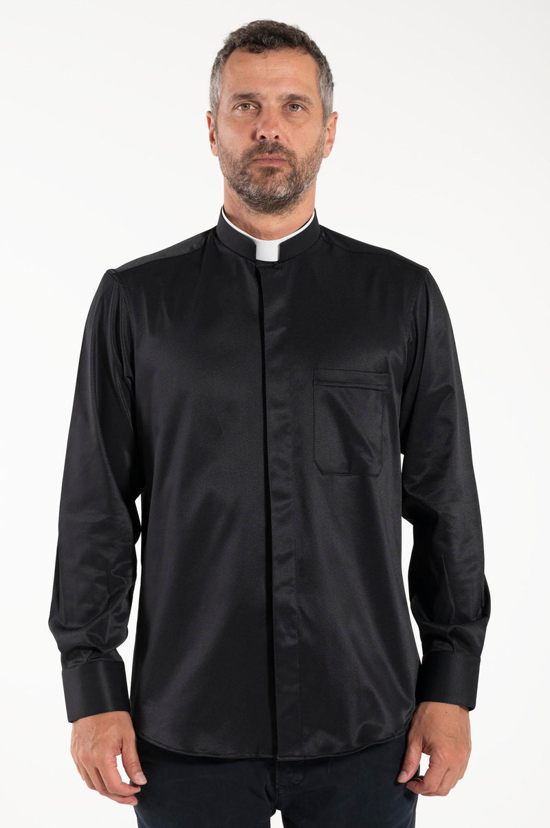 Camicia Avignone - Nero - Romano - Elasticizzata - Manica Lunga