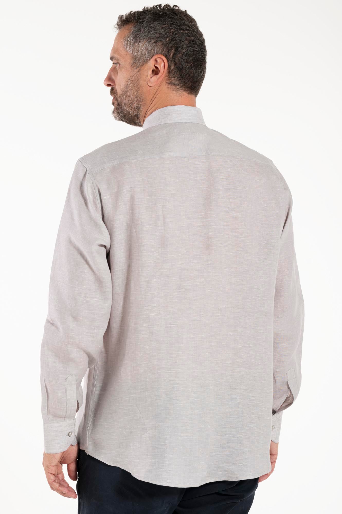 NEW - Camicia in Lino - Grigio Chiaro - Clergy - Manica Lunga