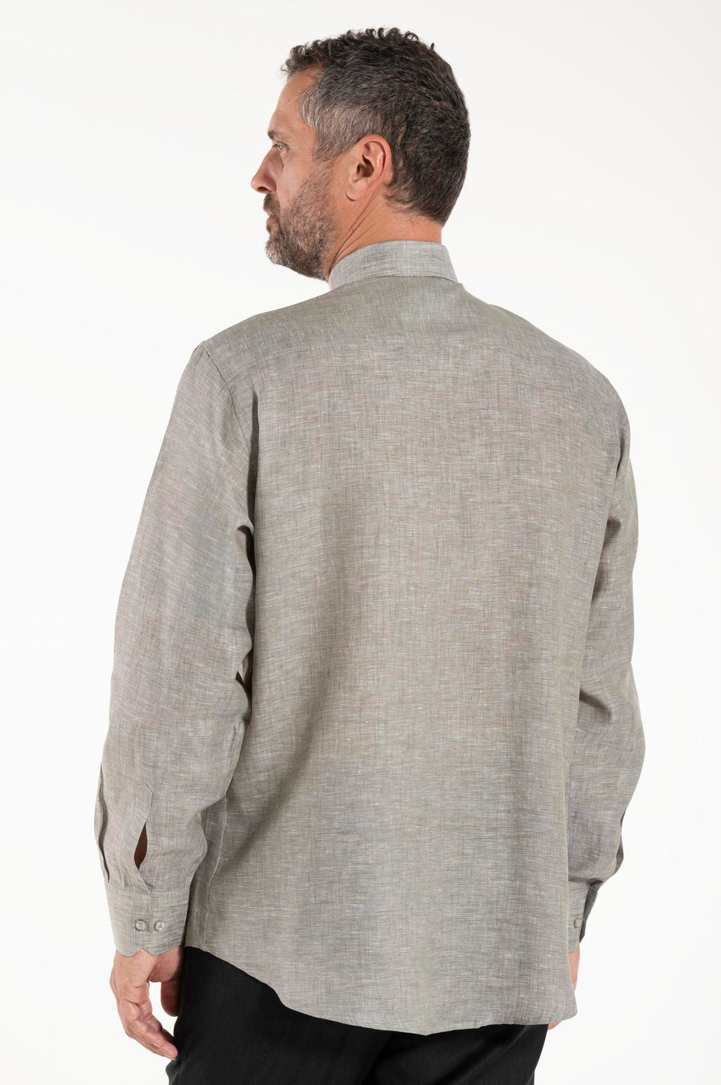 NEW - Camicia in Lino - Grigio Scuro - Clergy - Manica Lunga