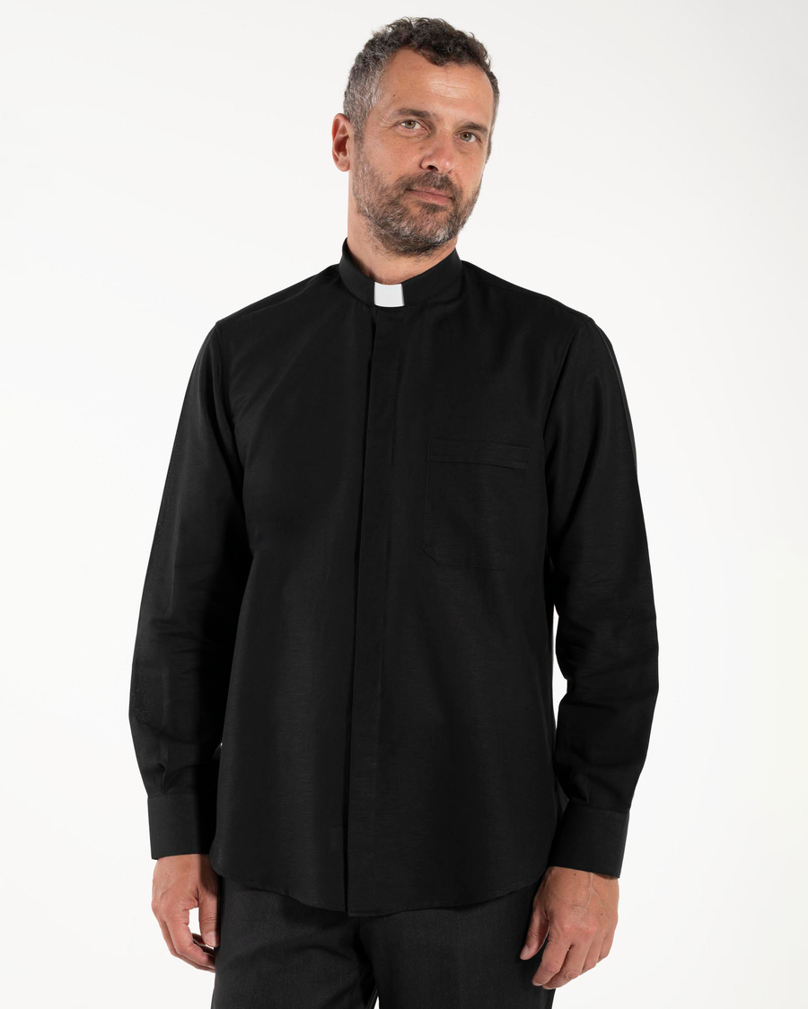 NEW - Camisa de lino - Negro - Clero - Manga Larga