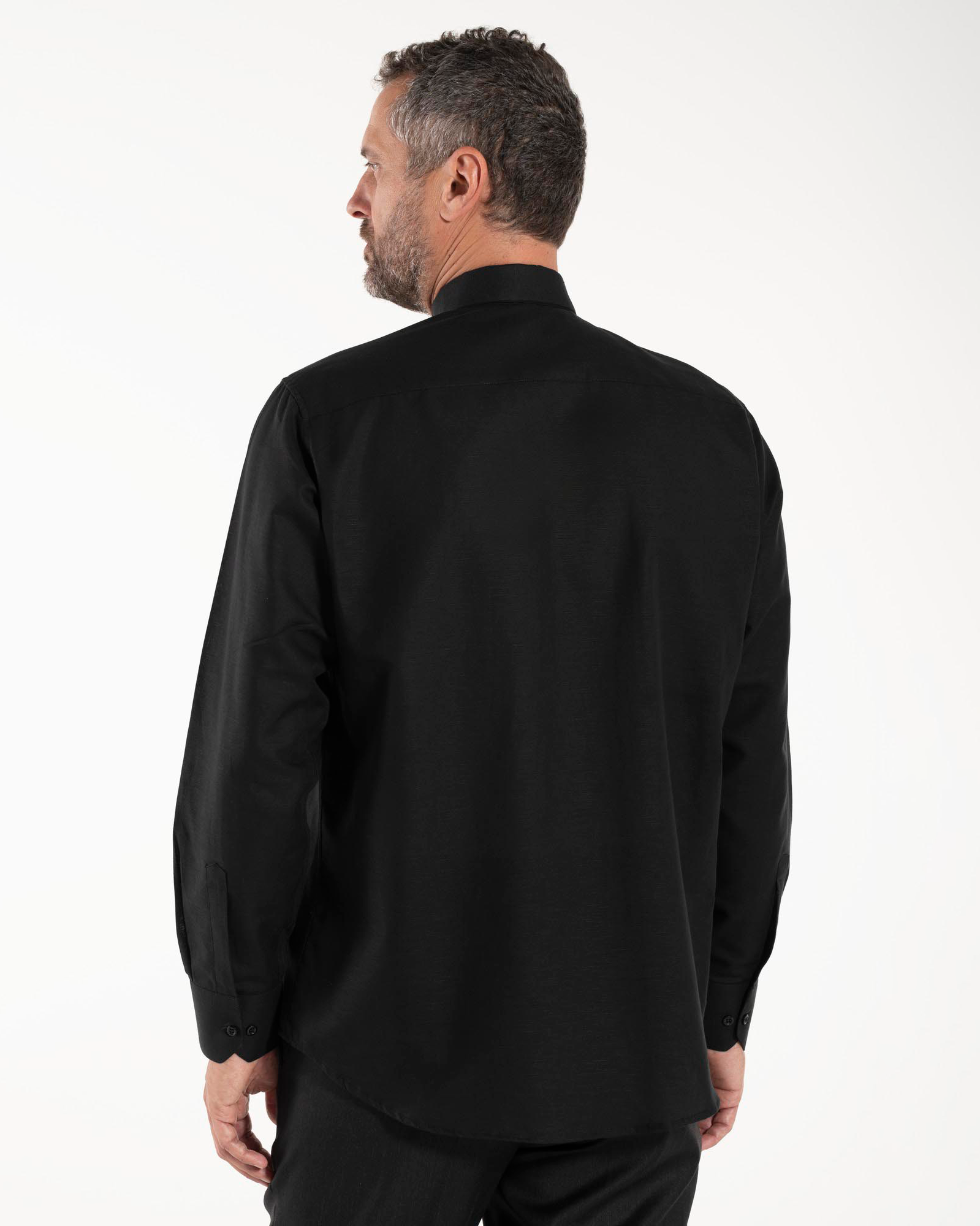 NEW - Camisa de lino - Negro - Clero - Manga Larga