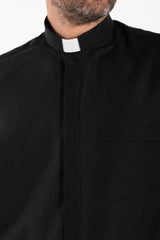 NEW - Camicia in Lino - Nero - Clergy - Manica Lunga