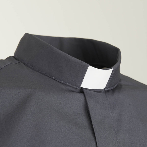 Priesterhemd aus 100% Baumwolle - Anthrazit - Klerus - Langärm