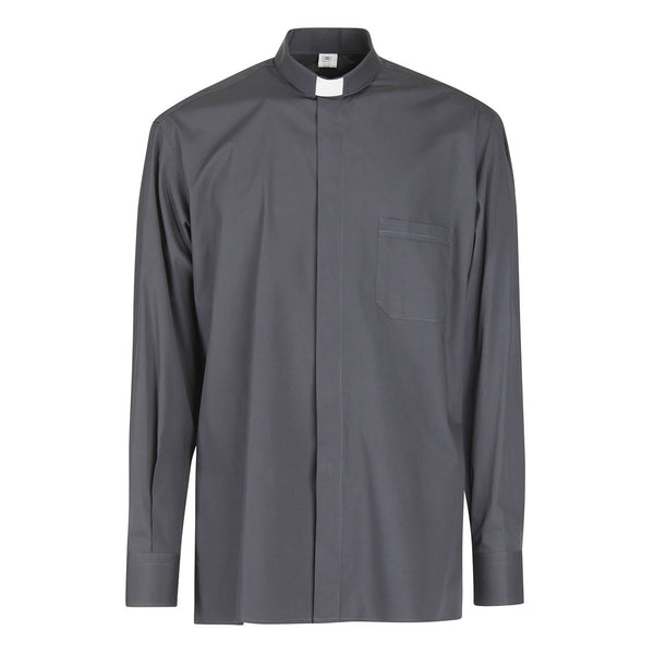 100% Cotton Shirt - Anthracite - Clergy - Long Sleeve