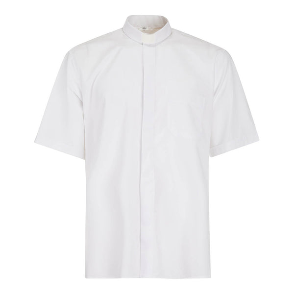 100% Cotton Shirt - White - Clergy - Short Sleeve