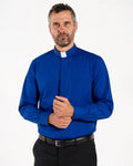 Polycotton Shirt - Royal Blue - Clergy - Long Sleeve