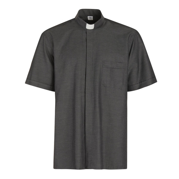 Chemise Boston - Anthracite - col Clergy - Repassage facile - Manches courtes