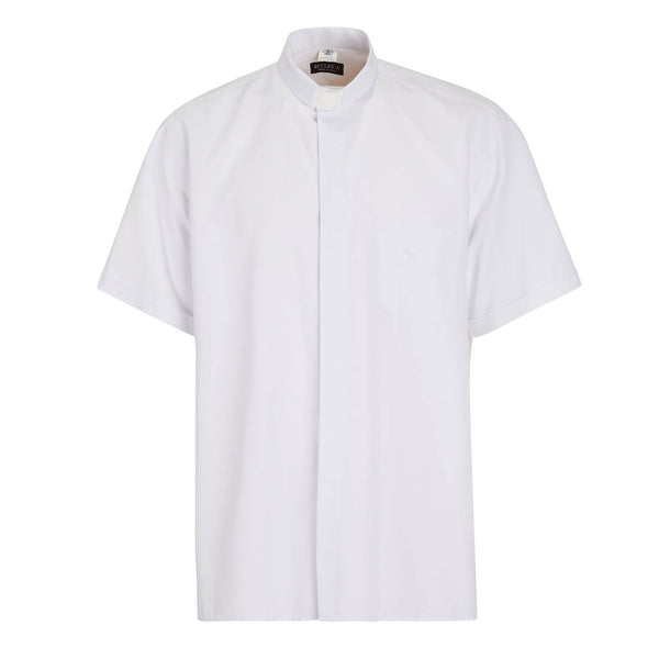 Chemise Boston - Blanc - col Clergy - Repassage facile - Manches courtes