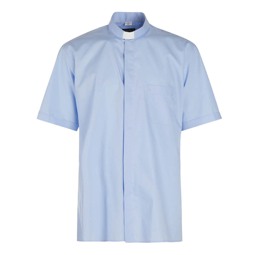 Camisa 100% Algodón - Azul Claro - Clero - Manga Corta